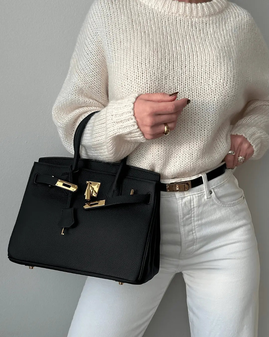 Leather Structured Shoulder Handbag