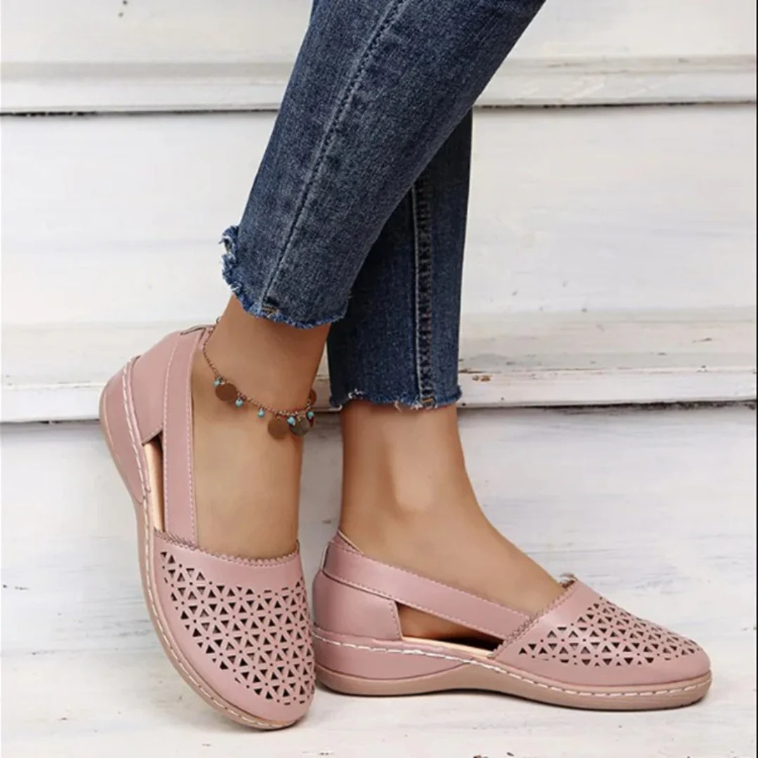 Cutout Slip-On Flats – Cushioned Insole – Breathable Design – Low Platform