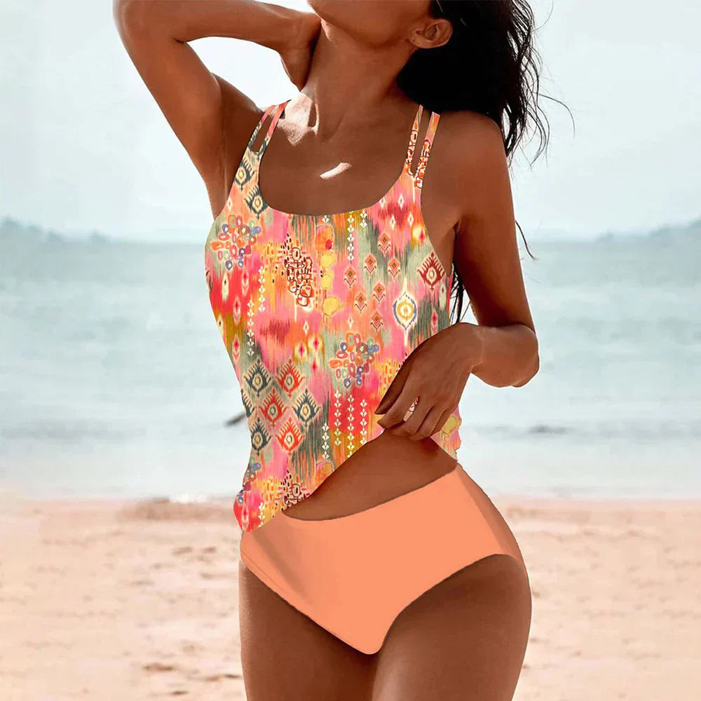 Two-Piece Swimsuit Set with Shorts Bottom