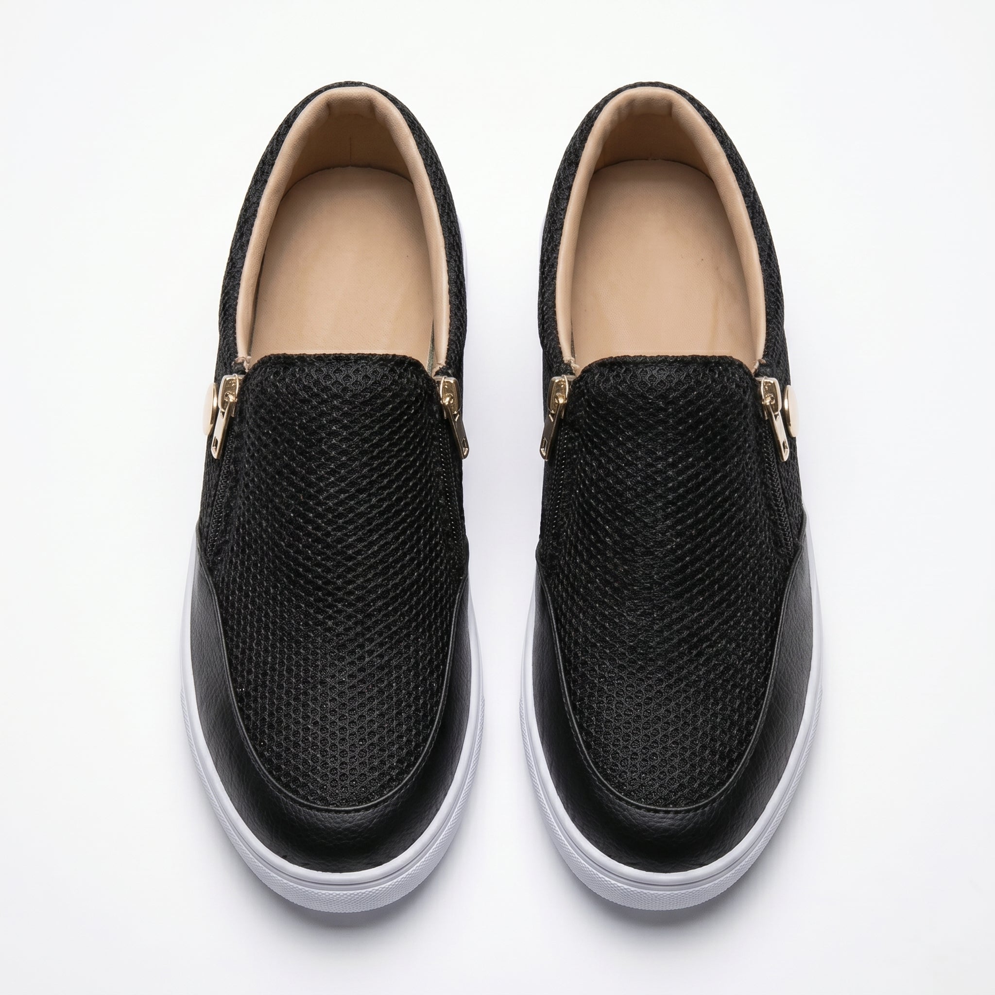 Women's Breathable Zip-Up Textured Trainers