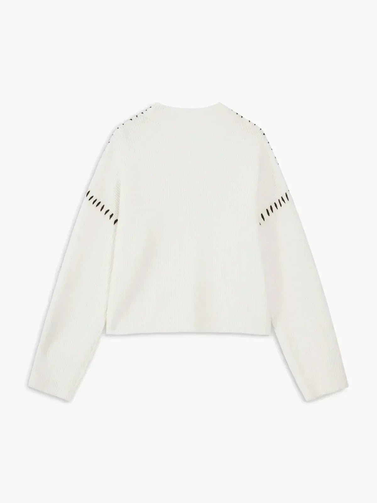 Oversized Mock Neck Sweater with Whipstitch Trim