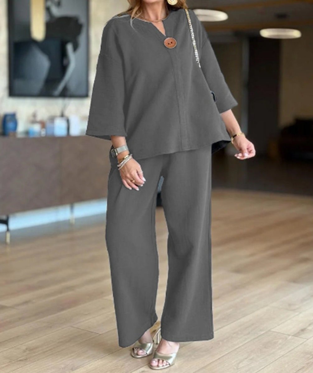 3/4 Sleeve Tunic and Wide Leg Pants Set