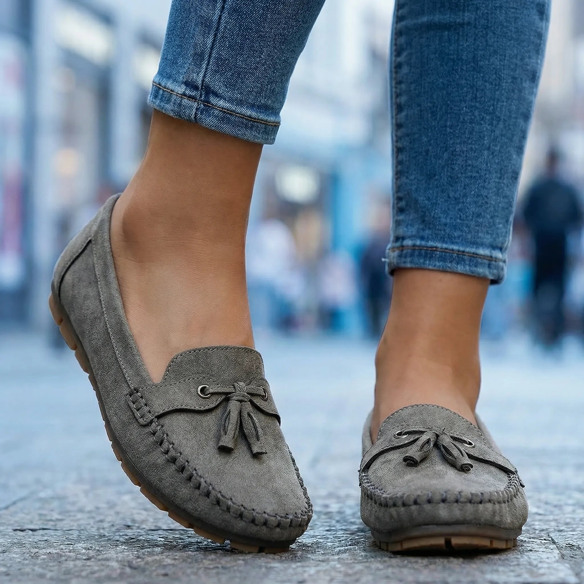 Extra Wide Suede Loafers with Memory Foam