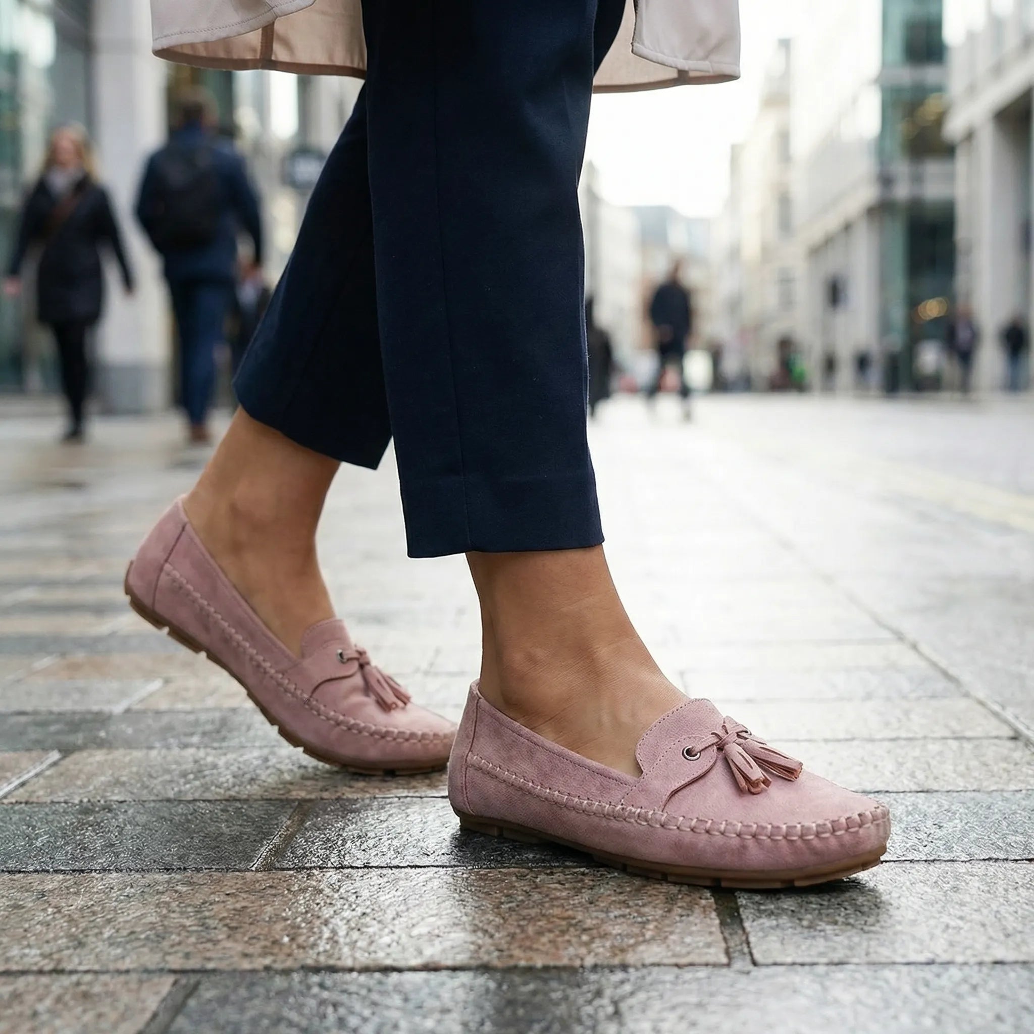 Extra Wide Suede Loafers with Memory Foam