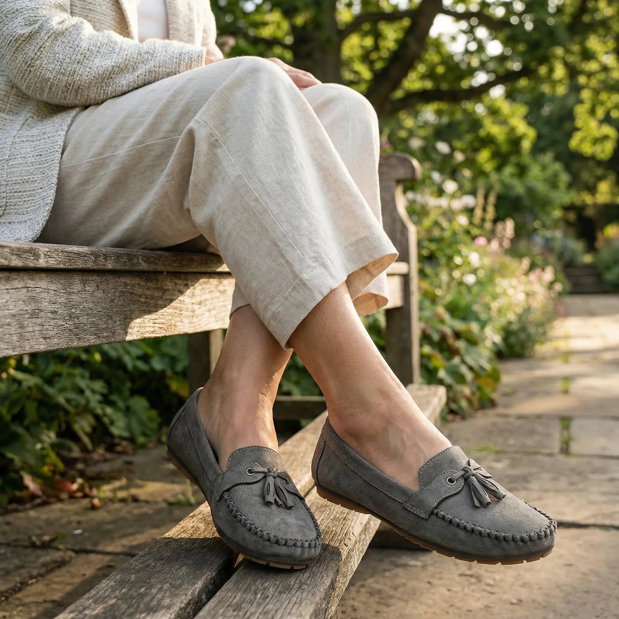 Extra Wide Suede Loafers with Memory Foam
