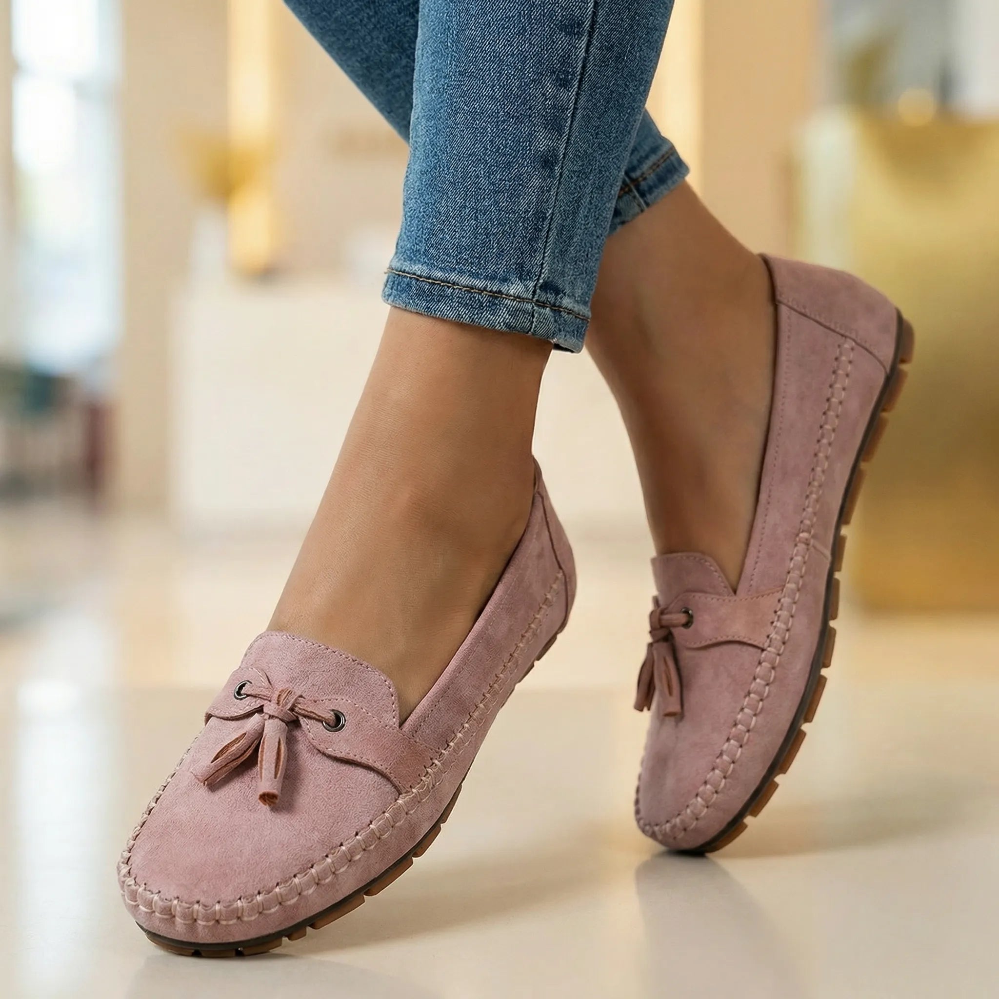 Extra Wide Suede Loafers with Memory Foam