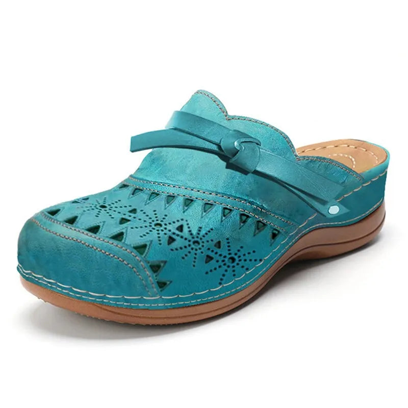 Bow Accent Cutout Slip-On Clog Sandal