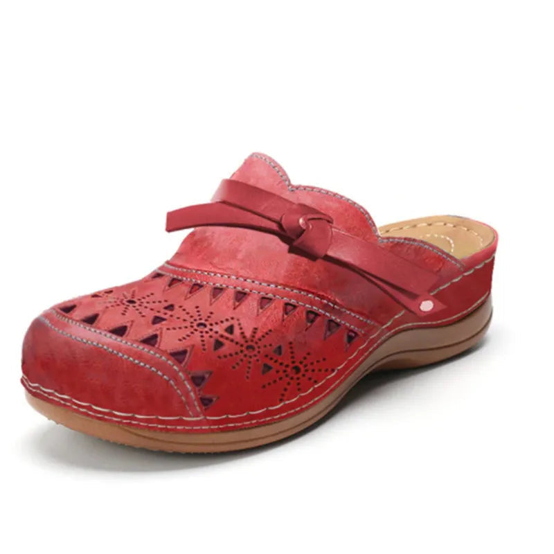 Bow Accent Cutout Slip-On Clog Sandal