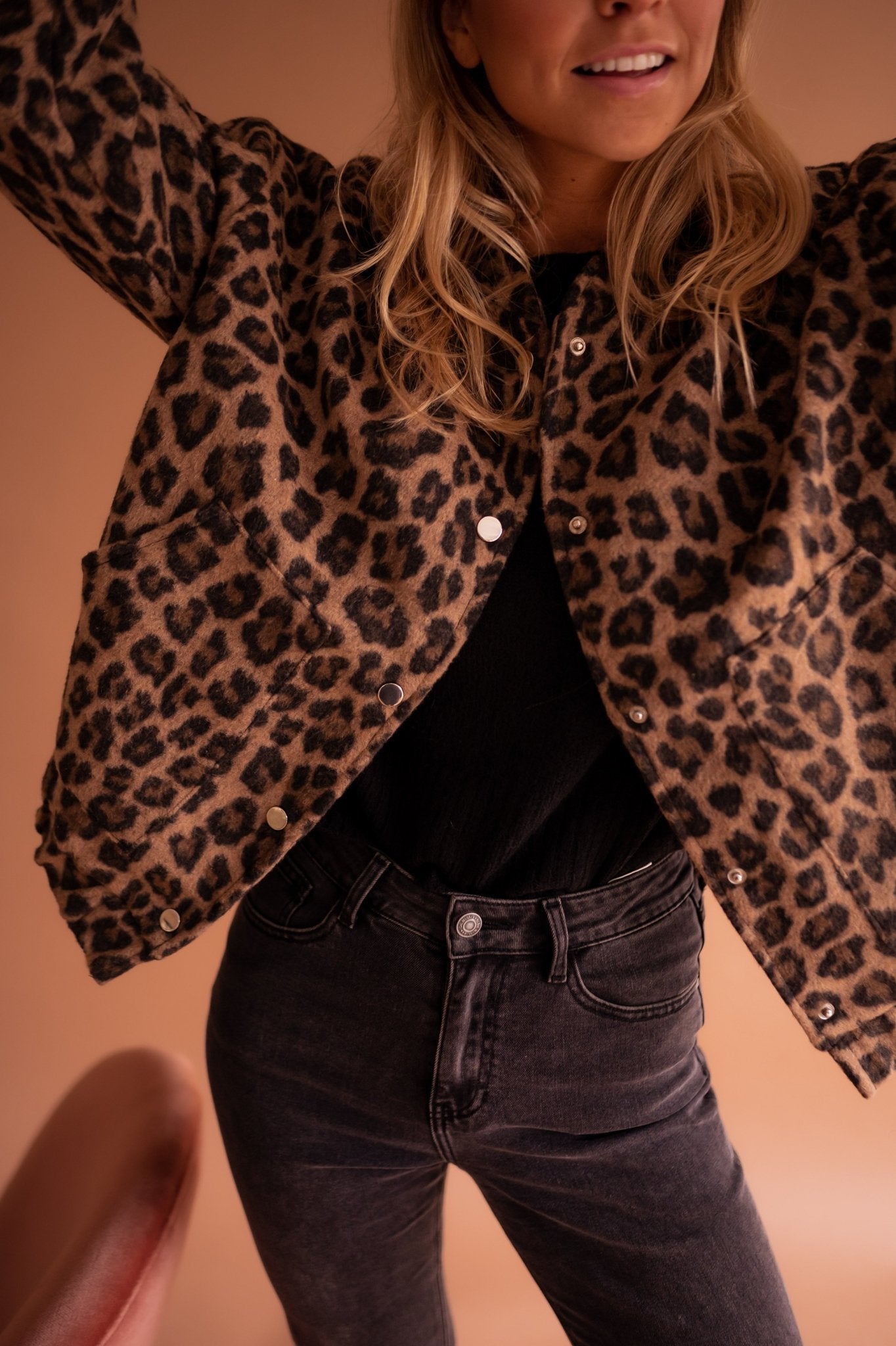 Leopard Print Lightweight Open Front Jacket