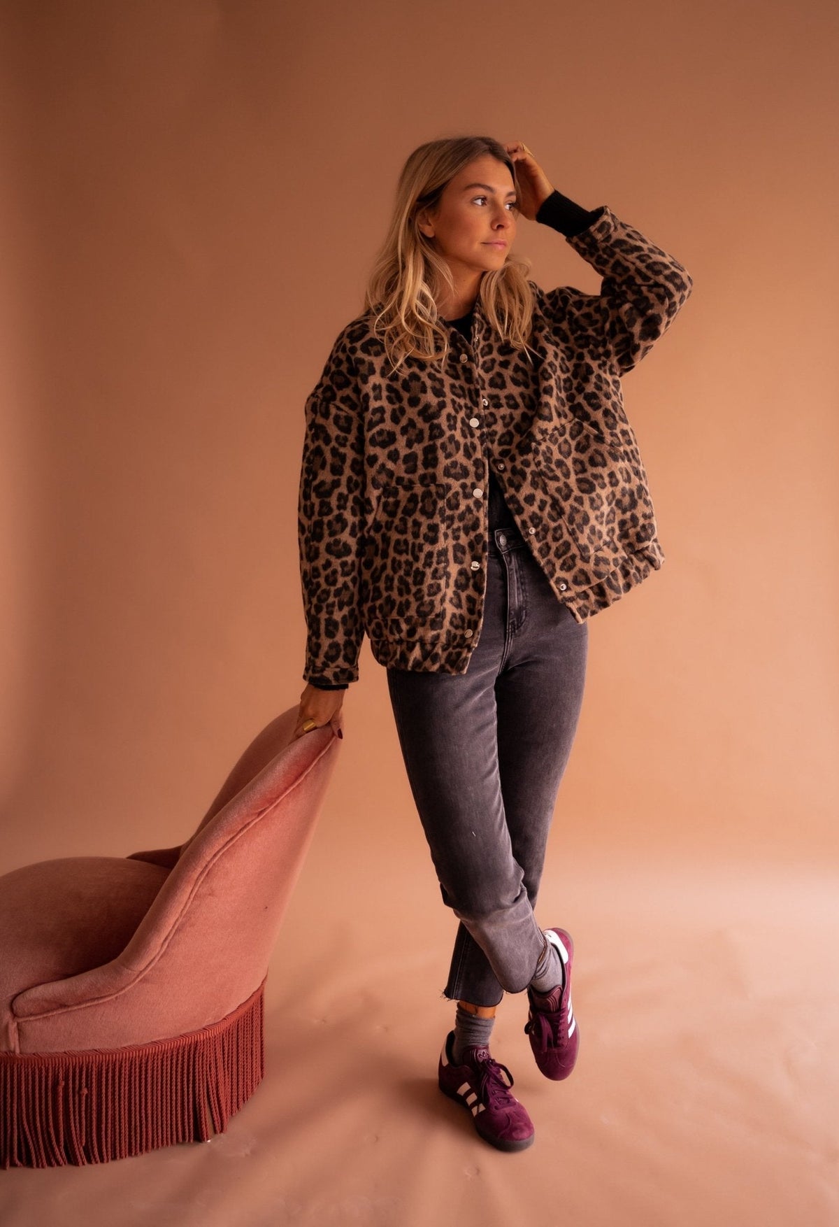 Leopard Print Lightweight Open Front Jacket