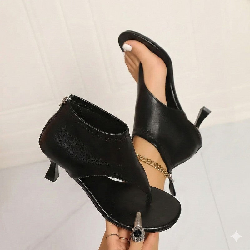 Sculpted Heel Thong Sandals with Slim Strap