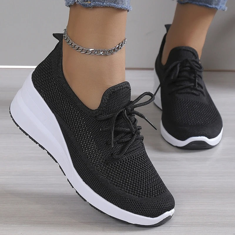 Breathable Mesh Platform Wedge Sneakers for Women