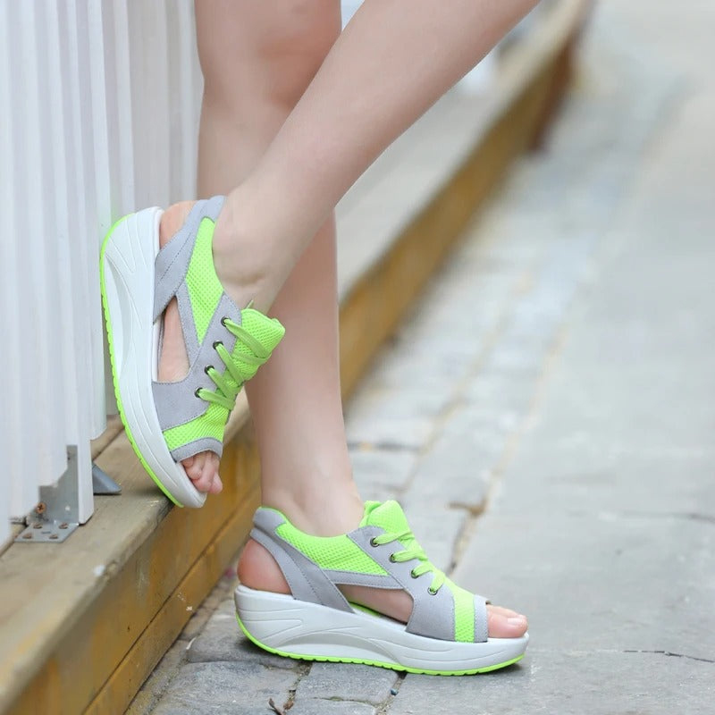 Platform Mesh Open Toe Sandals
