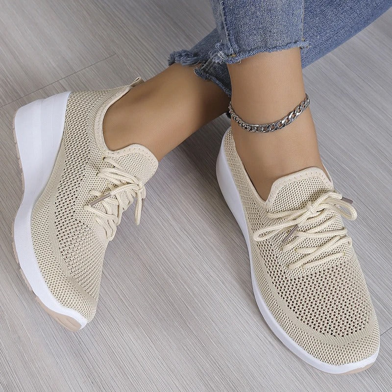 Breathable Mesh Platform Wedge Sneakers for Women