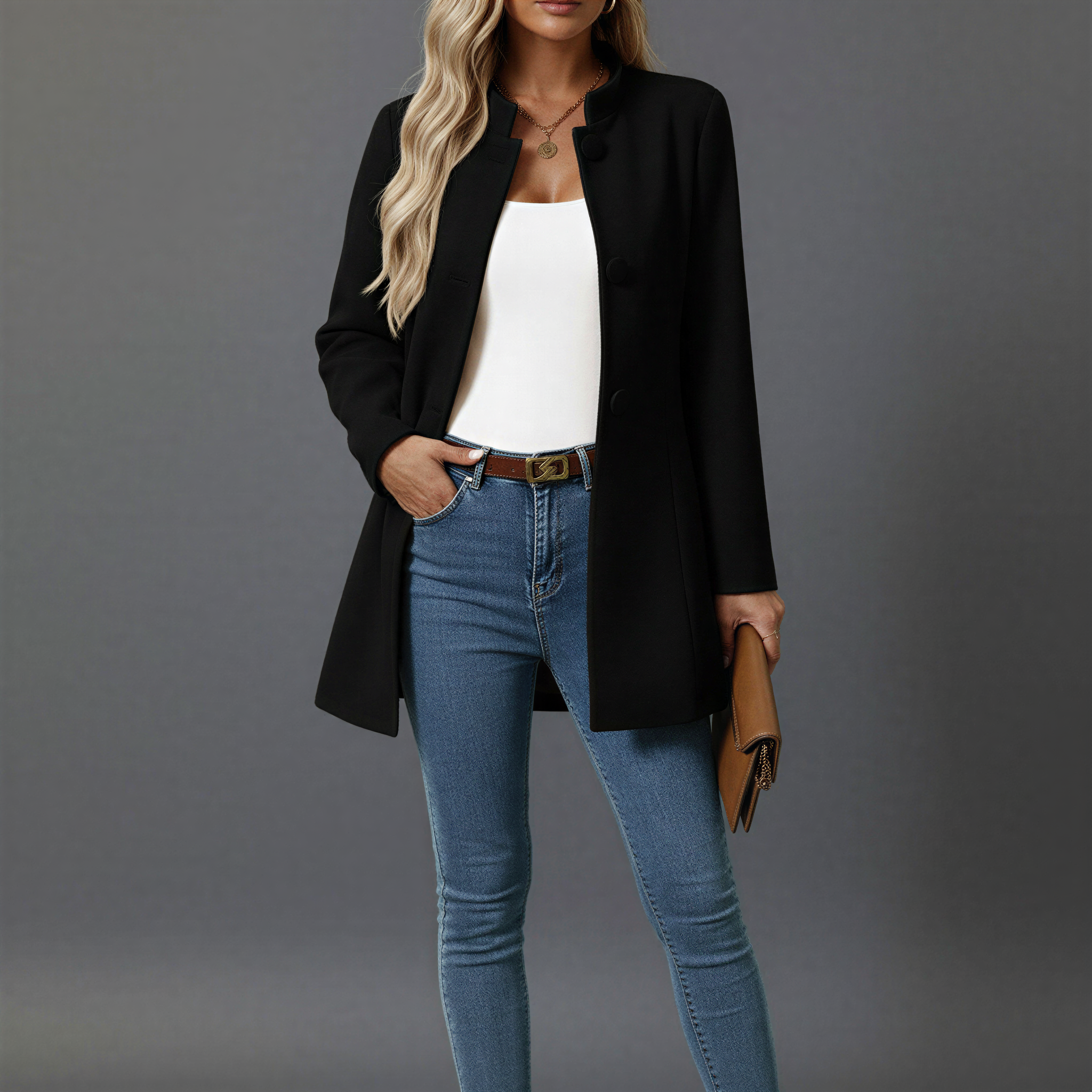 Maisie Button Front A-Line Coat