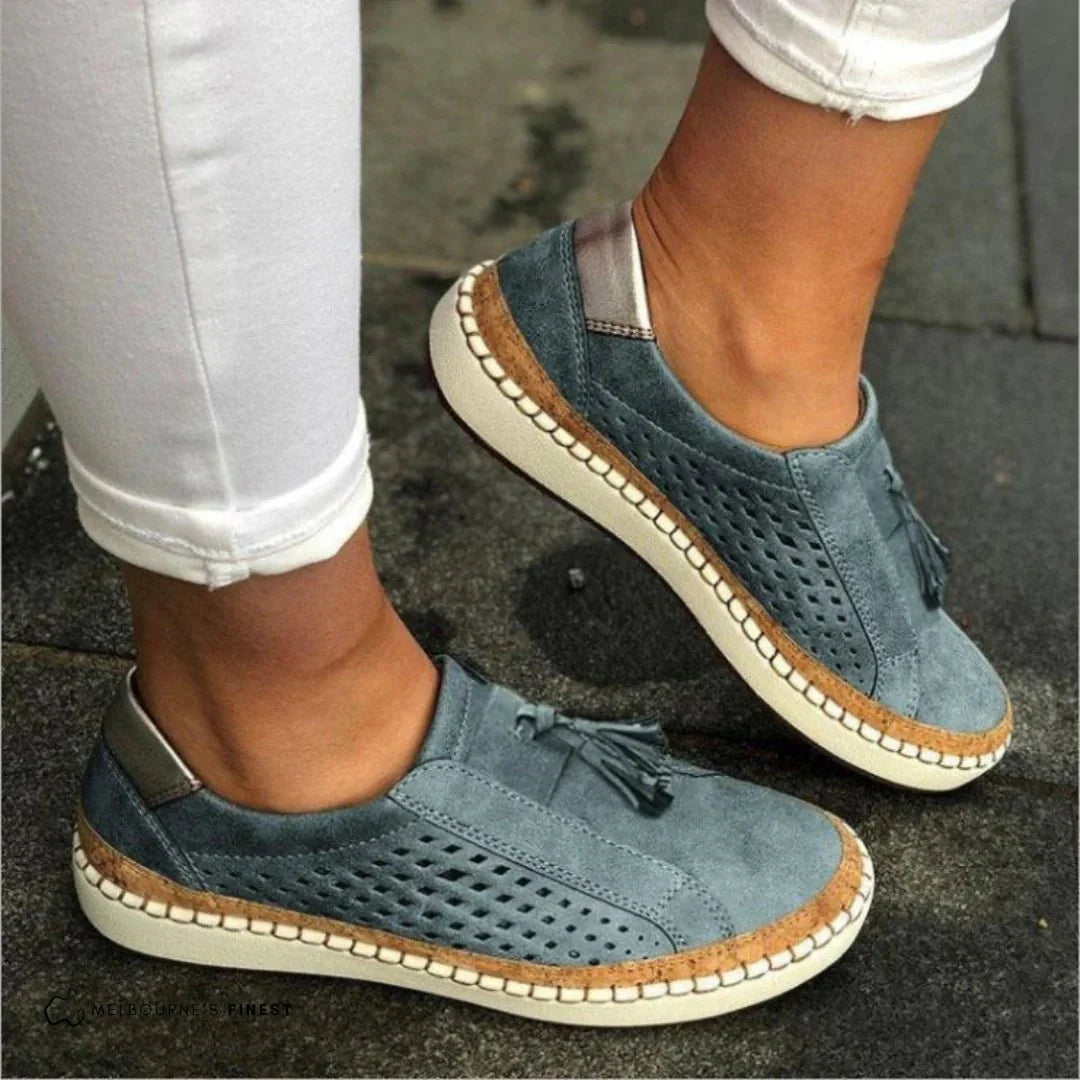 Women's Slip-On Perforated Sneakers With Tassel Detail
