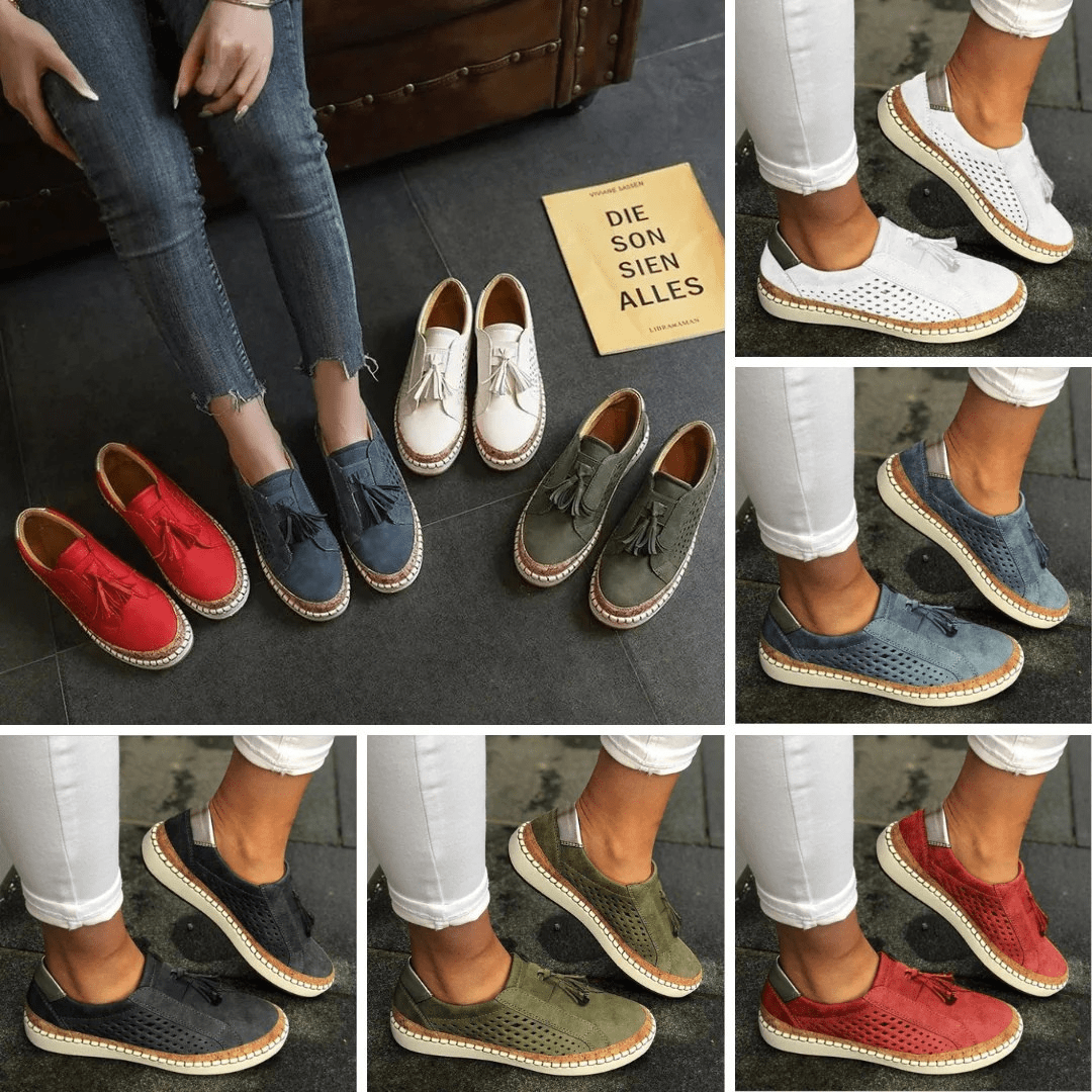 Women's Slip-On Perforated Sneakers With Tassel Detail