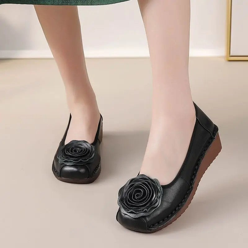 Mirelli Floral Appliqué Slip-On Comfort Loafers