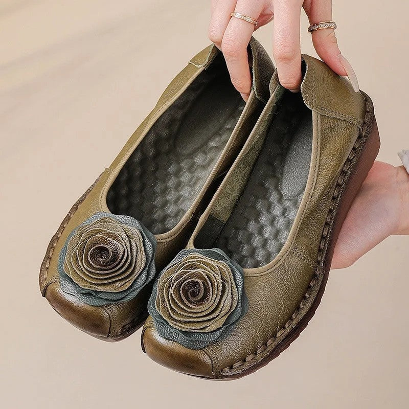 Mirelli Floral Appliqué Slip-On Comfort Loafers