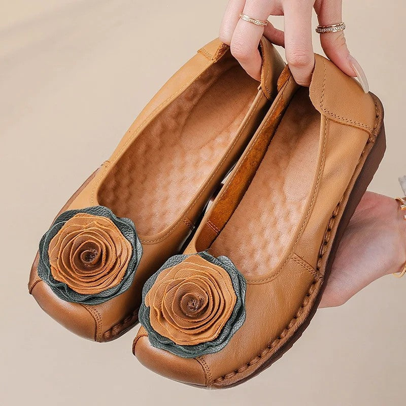 Mirelli Floral Appliqué Slip-On Comfort Loafers
