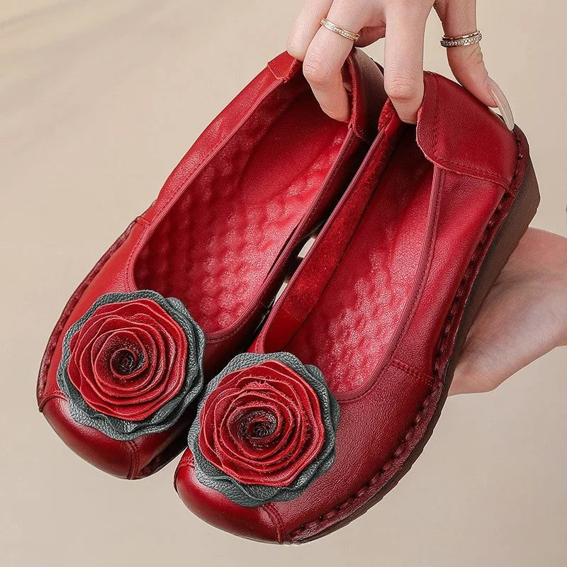 Mirelli Floral Appliqué Slip-On Comfort Loafers