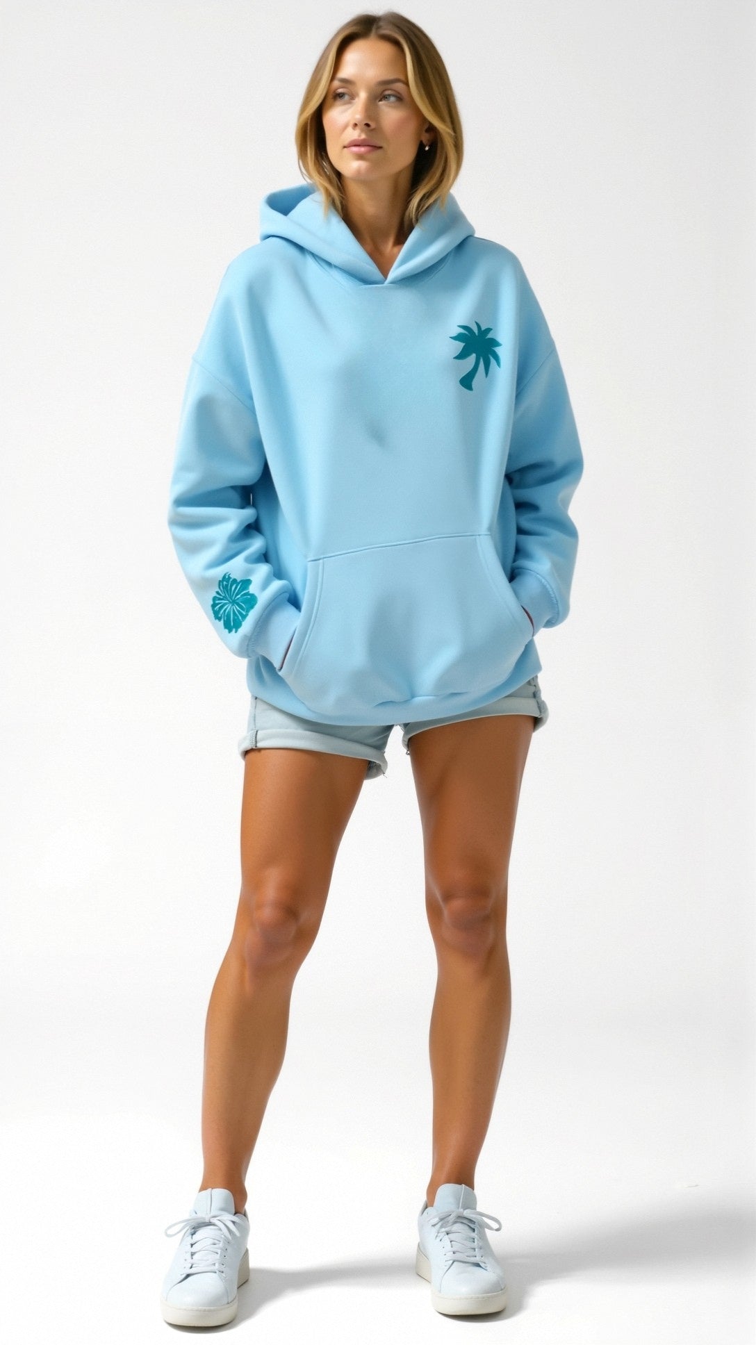 Embroidered Oversized Hooded Sweatshirt