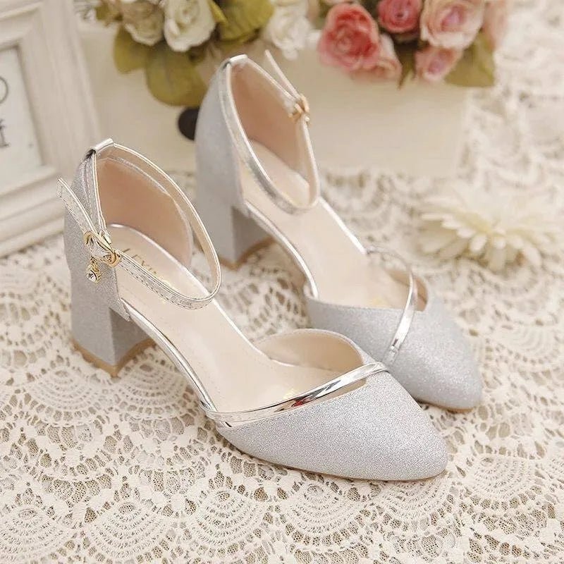 Block Heel Ankle Strap Shoes for Women