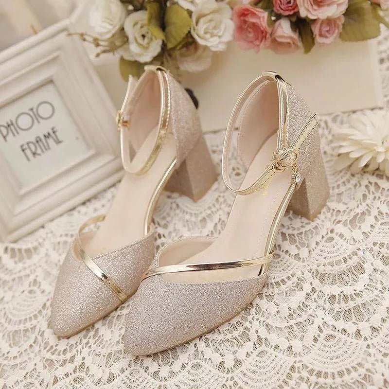 Block Heel Ankle Strap Shoes for Women