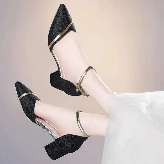 Block Heel Ankle Strap Shoes for Women