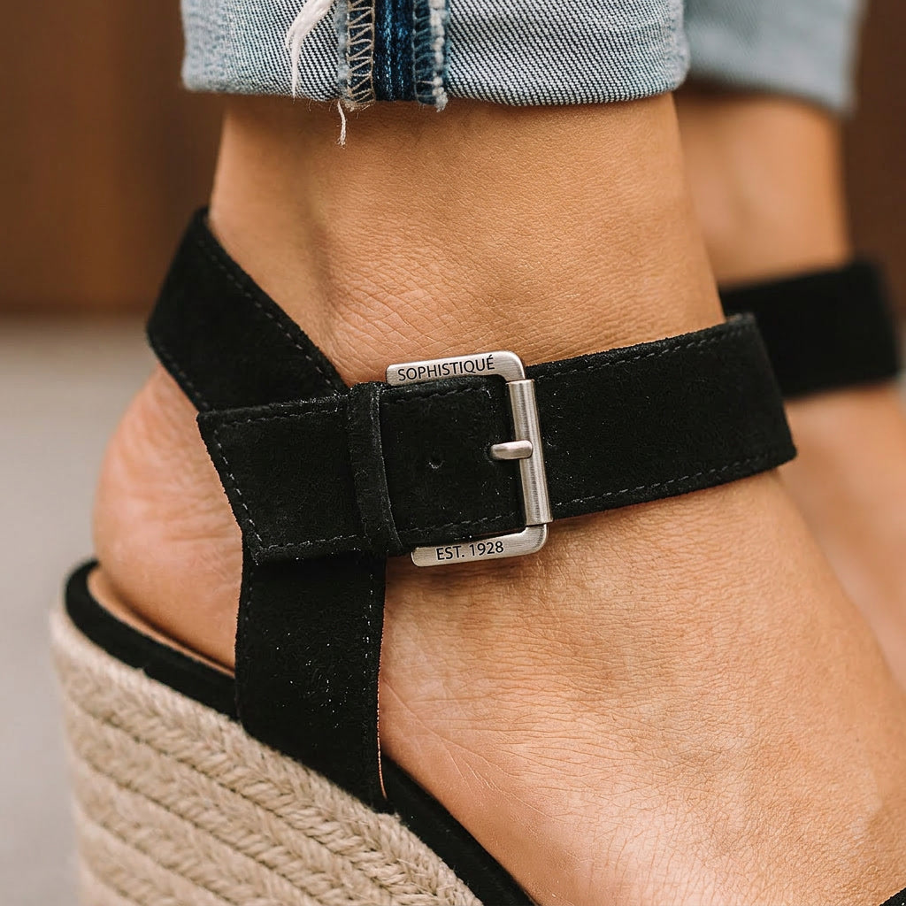 Espadrille Wedge Sandals – Wide Ankle Strap – Open Toe – Arch Support