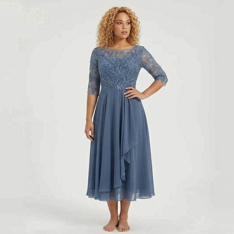 Layered Lace Bodice Sleeveless Midi Dress