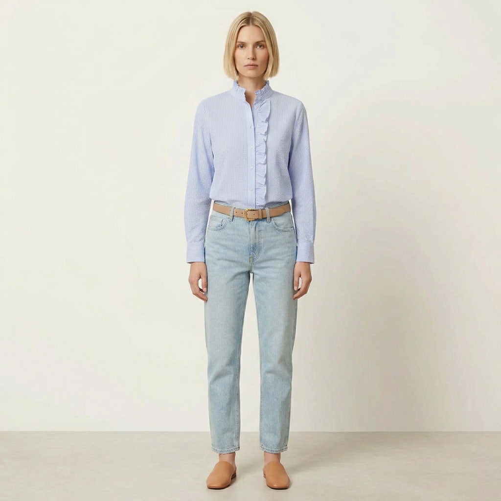 Ruffle Collar Tailored Blouse