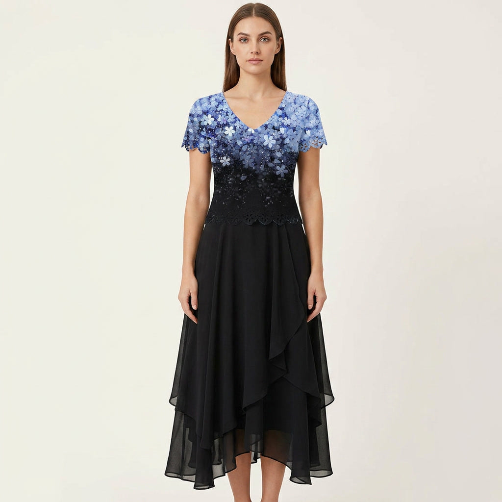 Floral Print Maxi Evening Dress