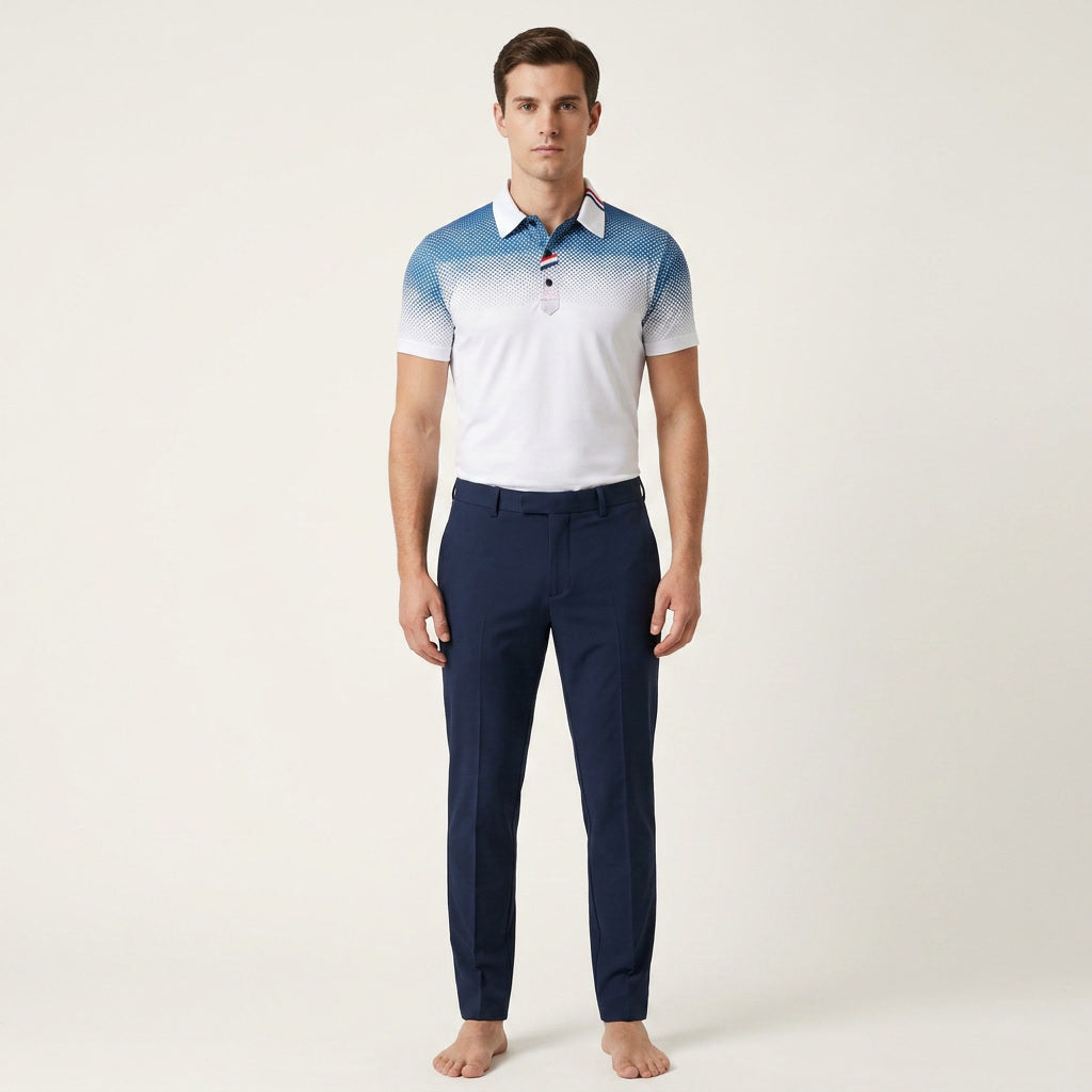 Men's Short Sleeve Ribbed Collar Polo Shirt