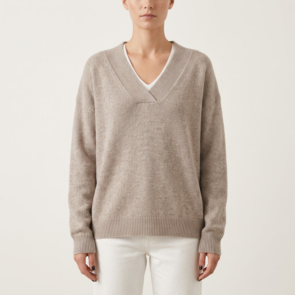 V-Neck Knit Jumper in Relaxed Fit