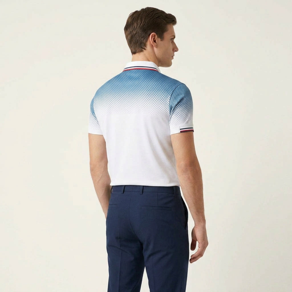 Men's Short Sleeve Ribbed Collar Polo Shirt