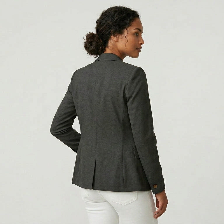 Single-Button Office Blazer with Notch Lapel