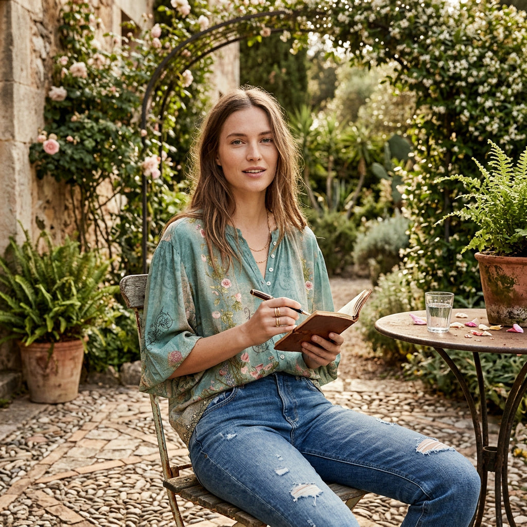 Women's Printed Summer Blouse with Half Sleeves