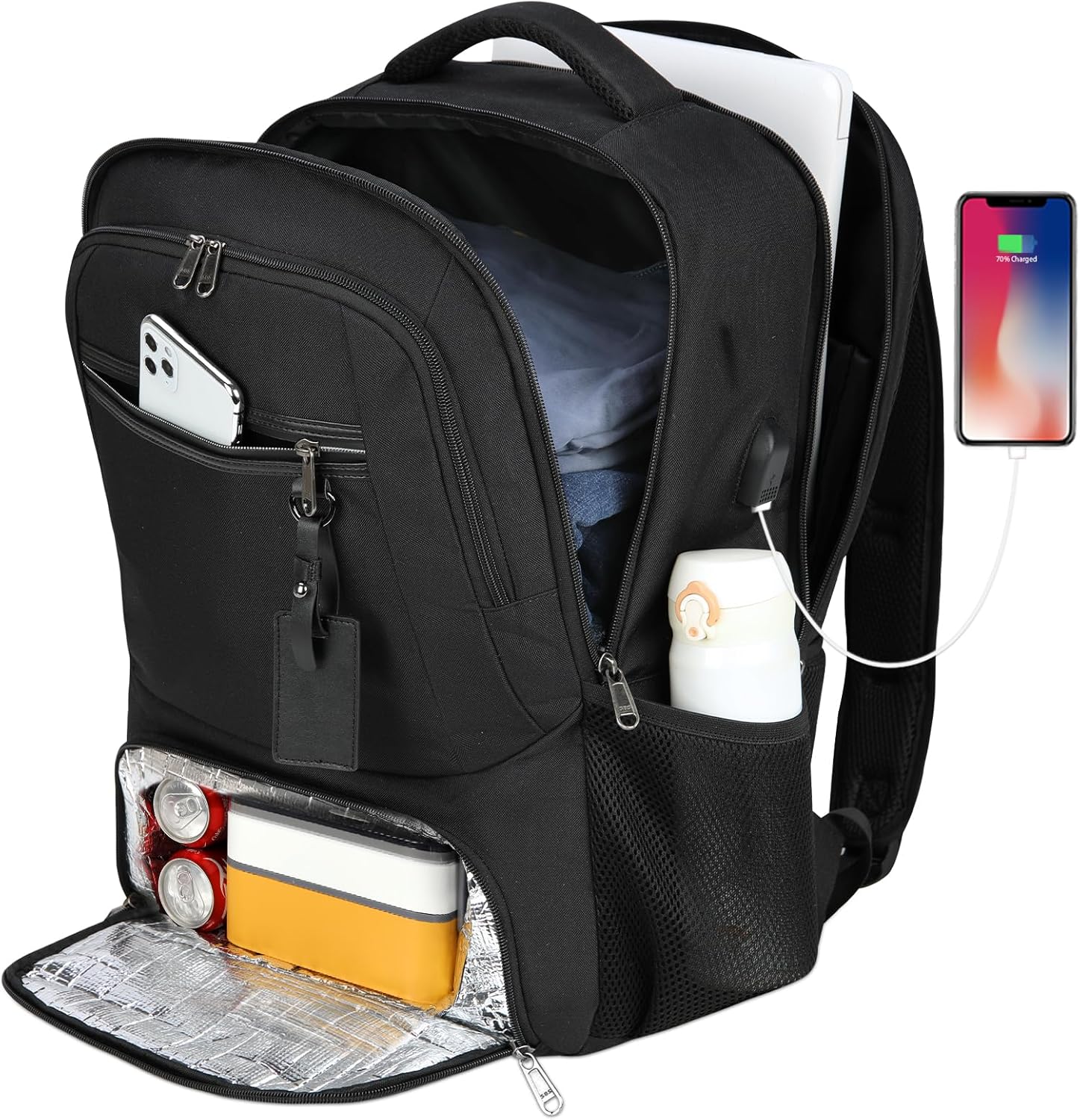 Waterproof USB Laptop Backpack With Lunch Compartment