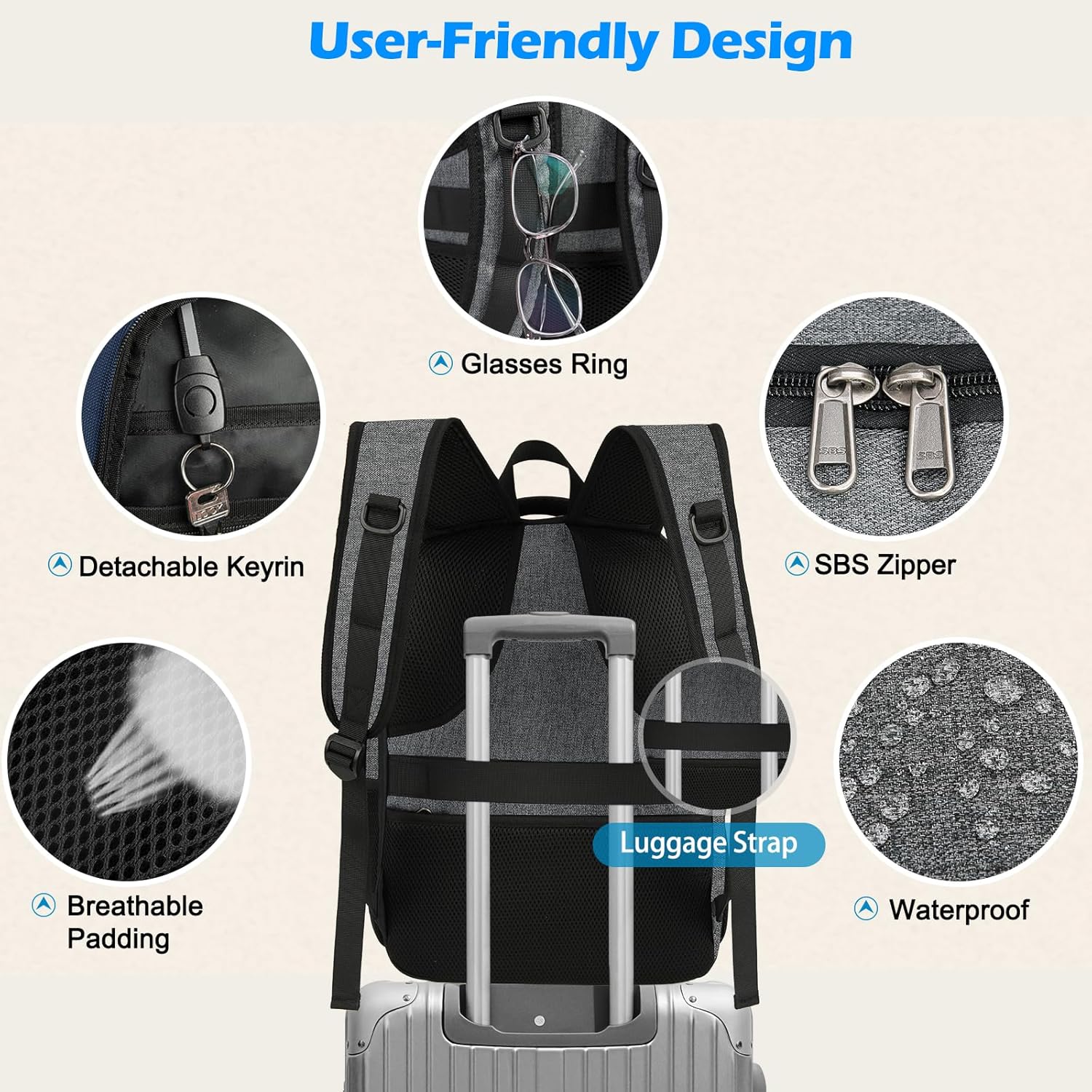 Waterproof USB Laptop Backpack With Lunch Compartment