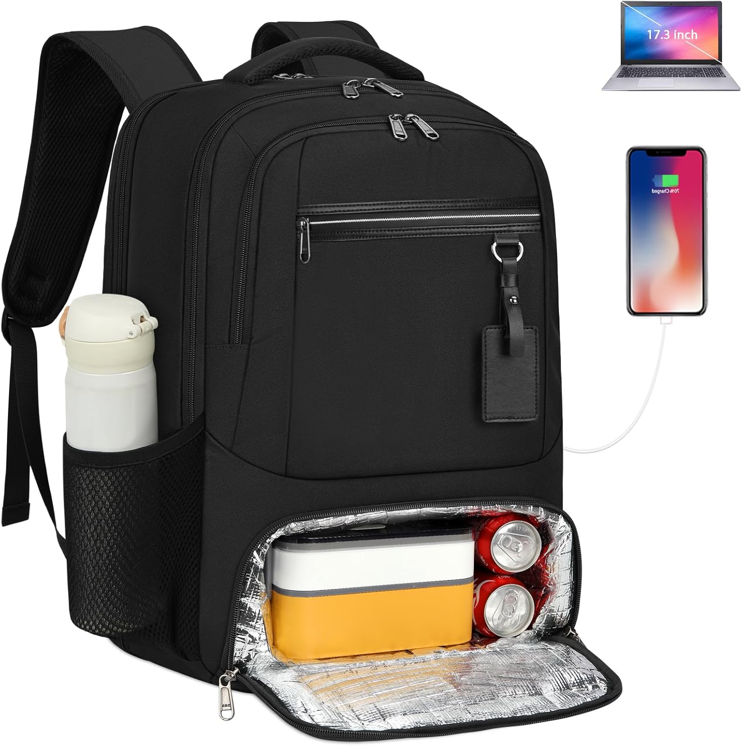 Waterproof USB Laptop Backpack With Lunch Compartment
