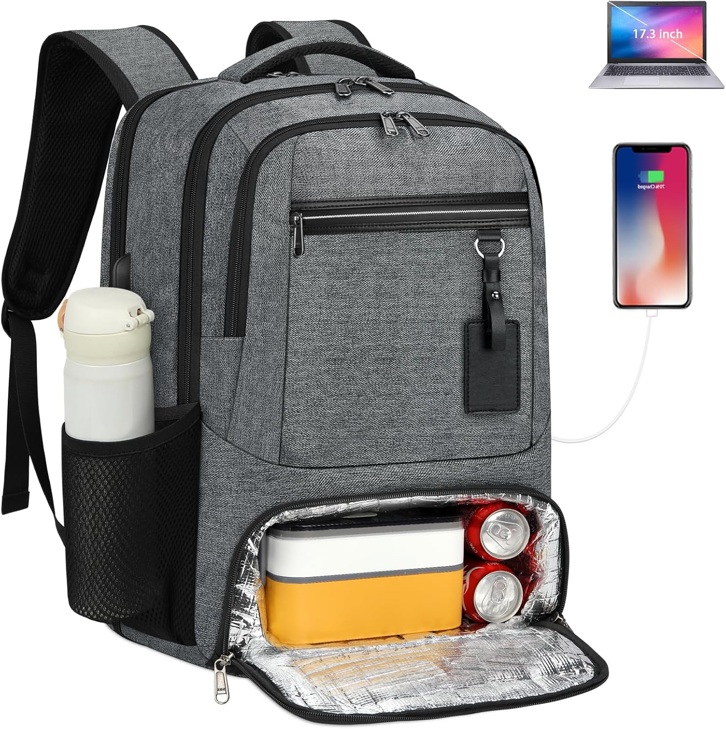 Waterproof USB Laptop Backpack With Lunch Compartment