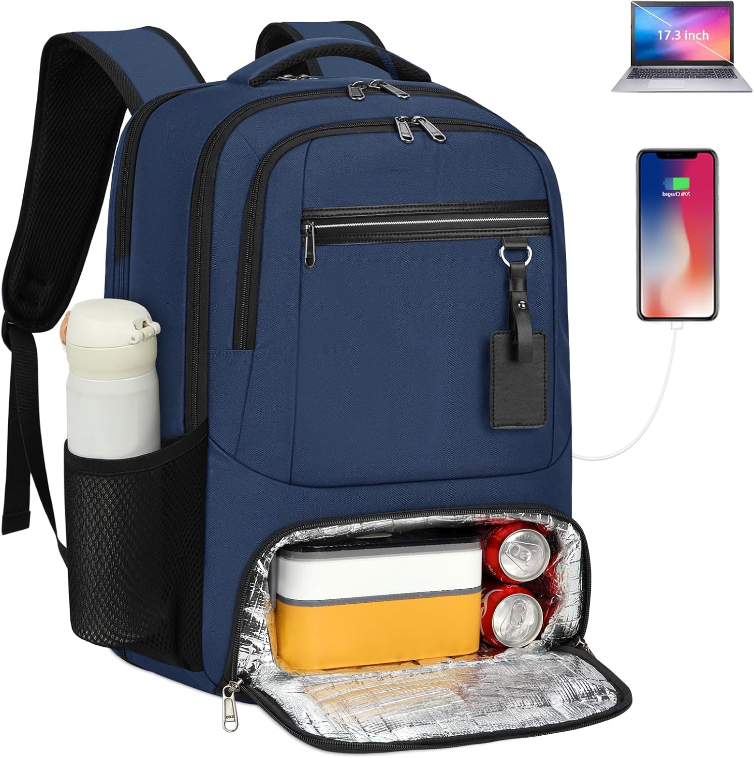 Waterproof USB Laptop Backpack With Lunch Compartment