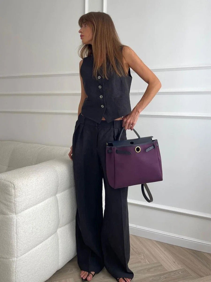 Sleek Vest and High-Waisted Trousers Set