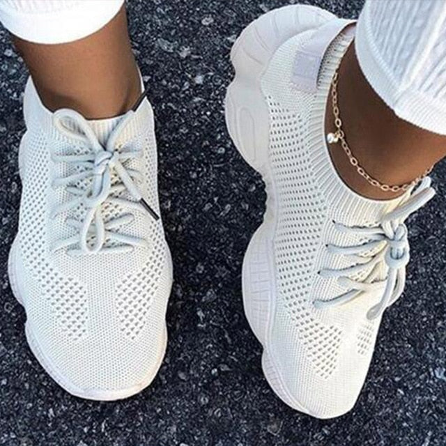 Breathable Mesh Lace-Up Running Sneakers