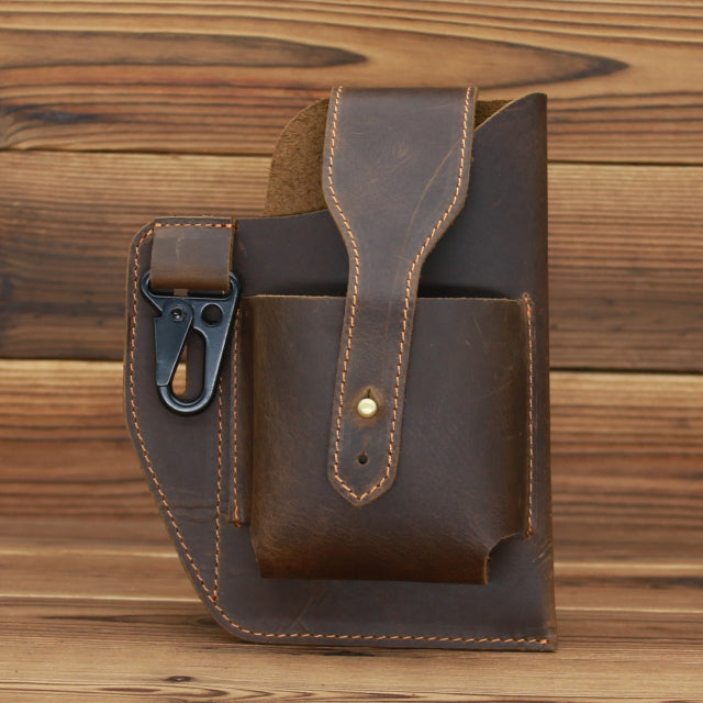 Men's Multi-Pocket Leather Waist Bag