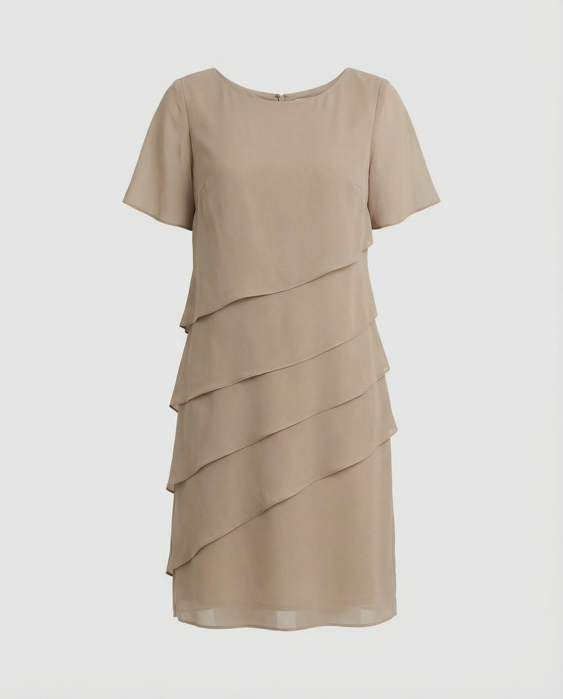 Layered Chiffon Short Sleeve Dress