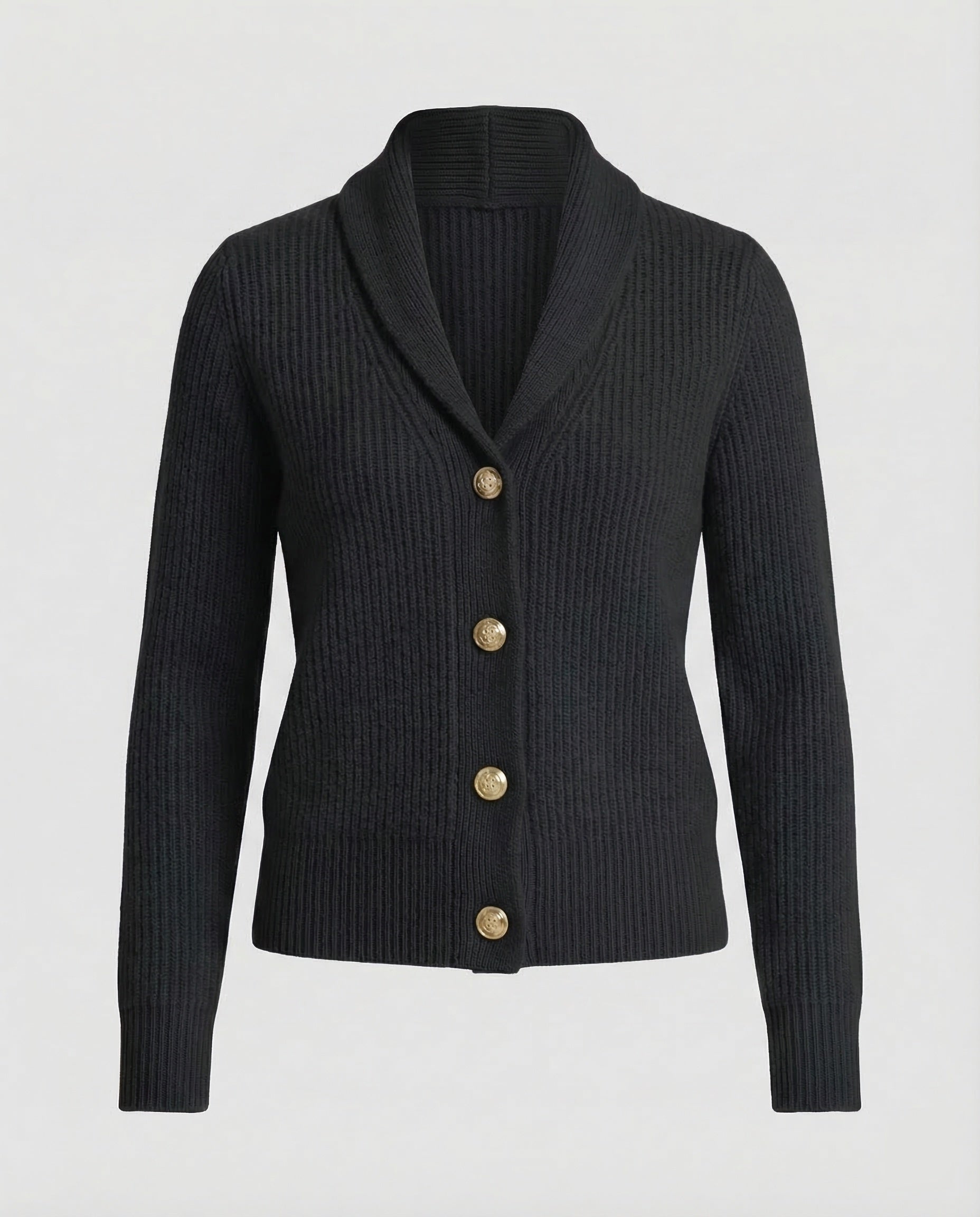 Lapel Collar Knit Cardigan With Button Front