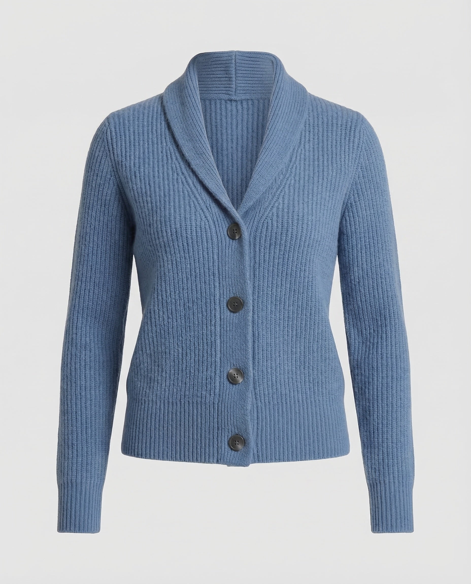 Lapel Collar Knit Cardigan With Button Front