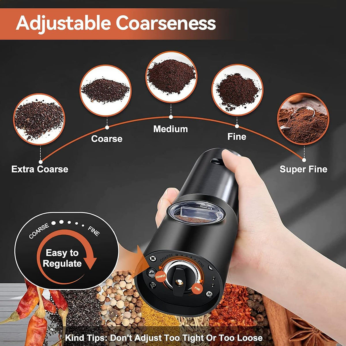 Rechargeable LED Salt and Pepper Grinder Set